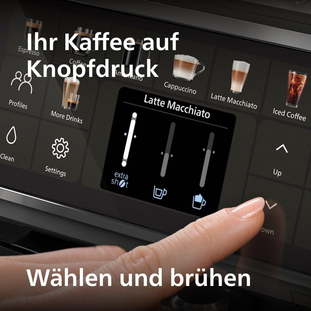 Serie 5500 (EP5544/50) Kaffeevollautomat – LatteGo Milchsystem, 20 heiße und kalte Kaffeespezialitäten, 40% leiser mit SilentBrew, QuickStart, Schwarz/Grau