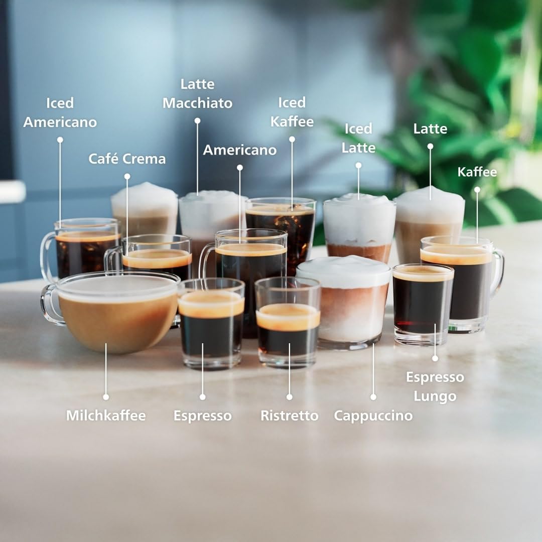 Serie 5500 (EP5544/50) Kaffeevollautomat – LatteGo Milchsystem, 20 heiße und kalte Kaffeespezialitäten, 40% leiser mit SilentBrew, QuickStart, Schwarz/Grau