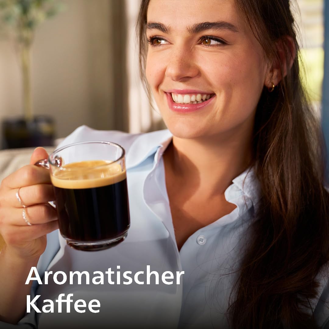 Serie 5500 (EP5544/50) Kaffeevollautomat – LatteGo Milchsystem, 20 heiße und kalte Kaffeespezialitäten, 40% leiser mit SilentBrew, QuickStart, Schwarz/Grau