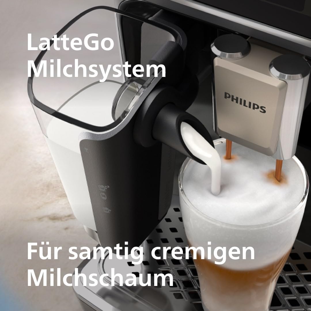 Serie 5500 (EP5544/50) Kaffeevollautomat – LatteGo Milchsystem, 20 heiße und kalte Kaffeespezialitäten, 40% leiser mit SilentBrew, QuickStart, Schwarz/Grau