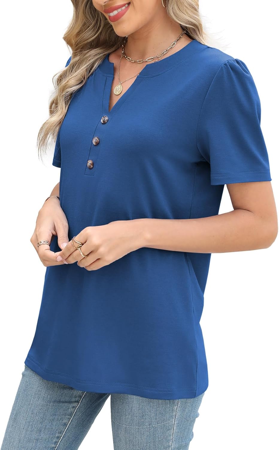 Womens Tops Summer 2025 Short Sleeve Casual Shirts Fashion Loose Fit Clothes