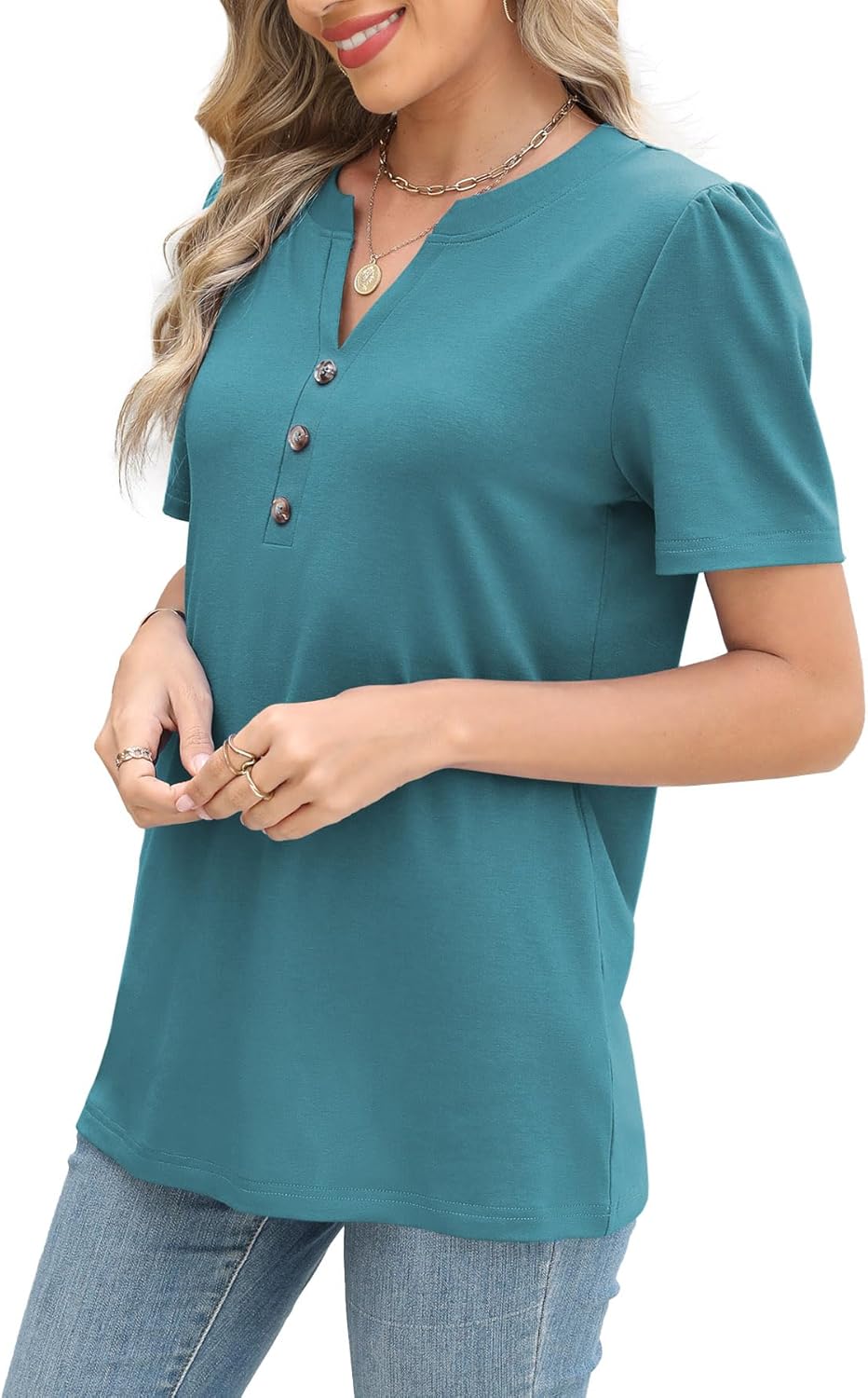 Womens Tops Summer 2025 Short Sleeve Casual Shirts Fashion Loose Fit Clothes