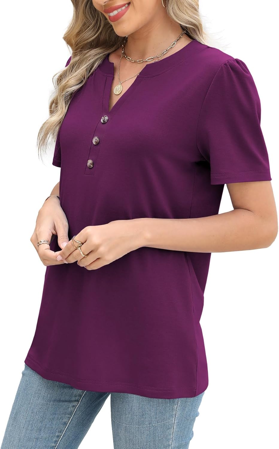 Womens Tops Summer 2025 Short Sleeve Casual Shirts Fashion Loose Fit Clothes