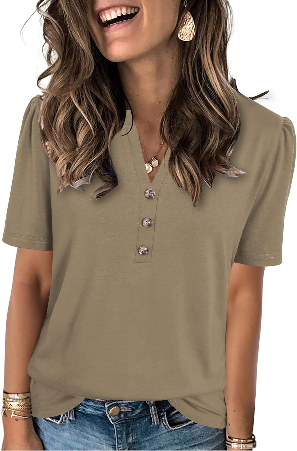 Womens Tops Summer 2025 Short Sleeve Casual Shirts Fashion Loose Fit Clothes