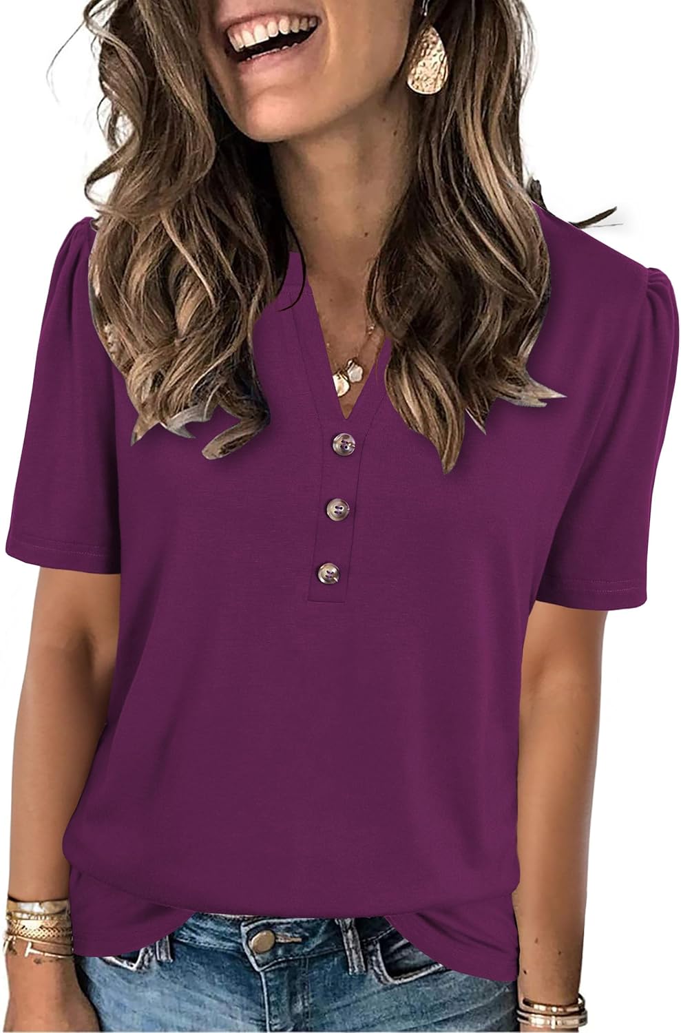 Womens Tops Summer 2025 Short Sleeve Casual Shirts Fashion Loose Fit Clothes