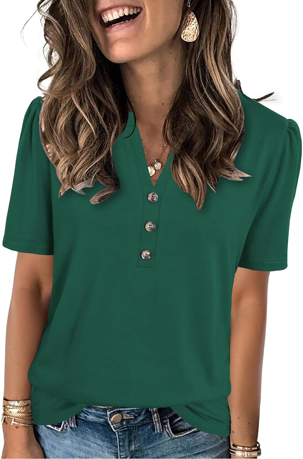 Womens Tops Summer 2025 Short Sleeve Casual Shirts Fashion Loose Fit Clothes