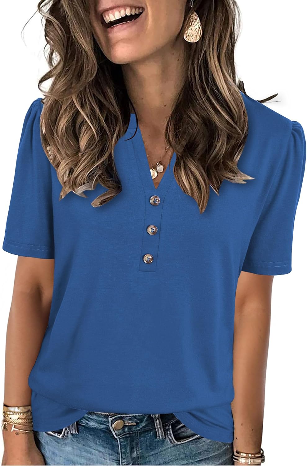 Womens Tops Summer 2025 Short Sleeve Casual Shirts Fashion Loose Fit Clothes